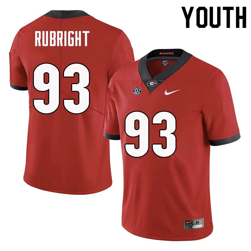 Youth Georgia Bulldogs #93 Bill Rubright College Football Jerseys Sale-Red - Click Image to Close